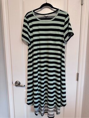 lularoe ellie shirt dress Lularoe Ellie Classic Shirt Dress 2XL Brown Button Front Tie Waist C48